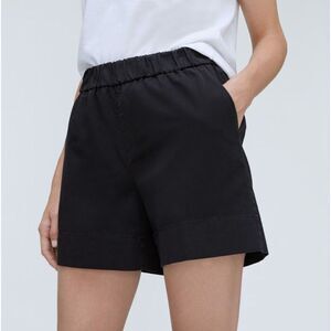 Everlane The Easy Shorts Womens 00 XXS Black High Rise Pull On Cotton Twill NEW‎